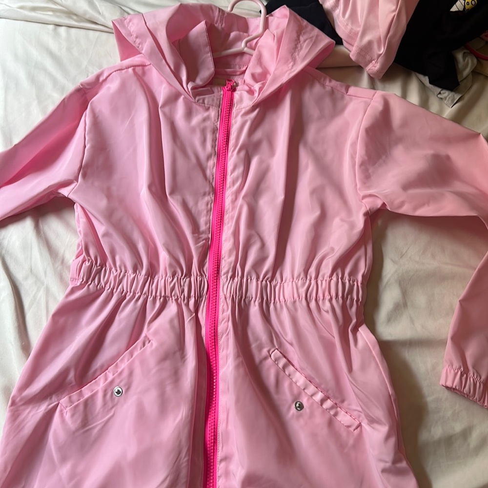 pink rain coat